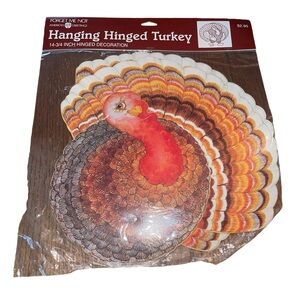 American Greetings Hanging Hinged Turkey Die Cut Thanksgiving Display VTg NIP